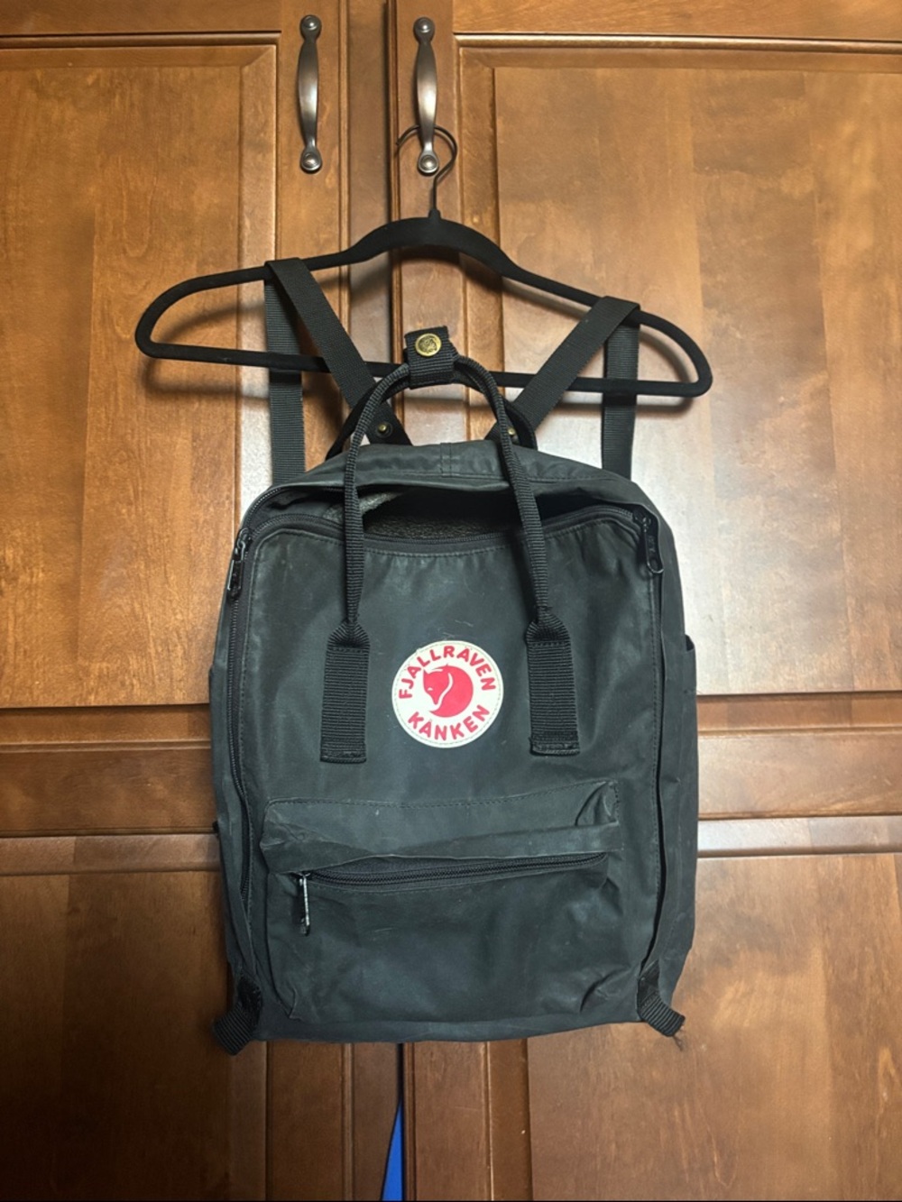Fjallraven Kånken Black Backpack with Red Logo